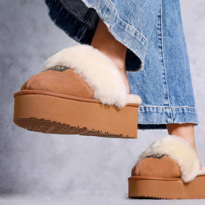 Women&#39;s Platform Designer Slipper Natural