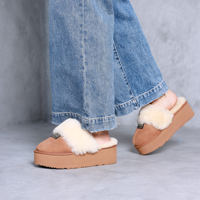 Women&#39;s Platform Designer Slipper Natural