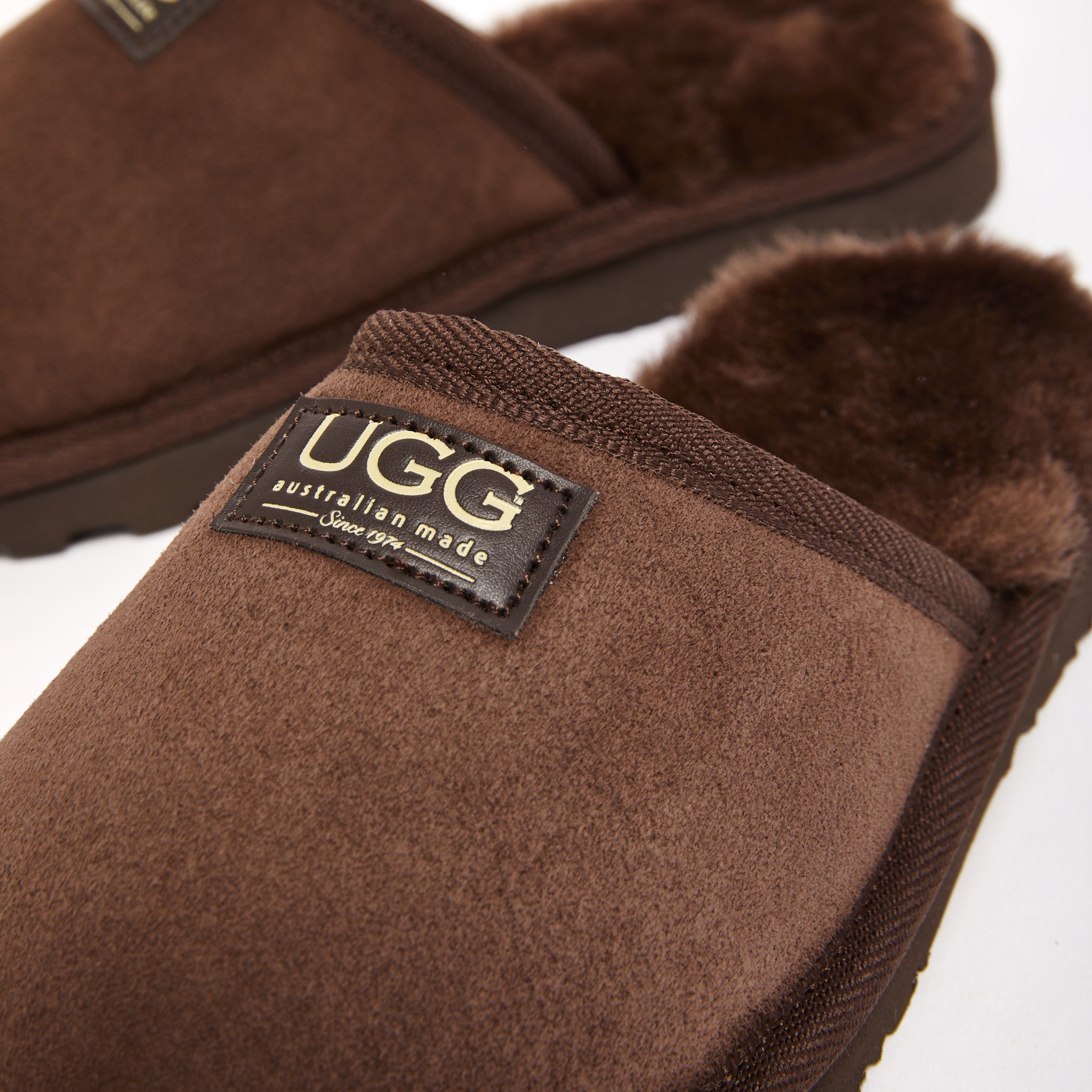 Mens brown leather ugg slippers best sale